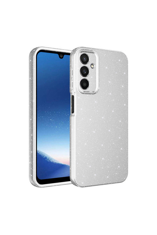 Galaxy A15 Kılıf Kamera Korumalı Simli Lüks Klfs Koton Kapak - Gümüş