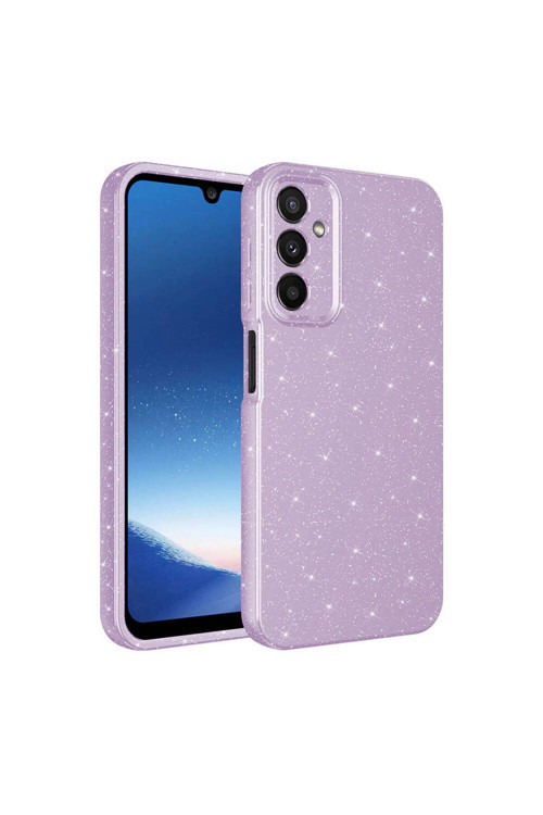 Galaxy A15 Kılıf Kamera Korumalı Simli Lüks Klfs Koton Kapak - Lila