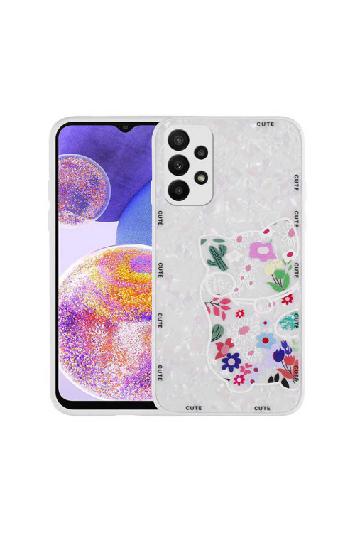 Galaxy A33 5G Kılıf Desenli Sert Silikon Klfs Mumila Kapak - White Cat