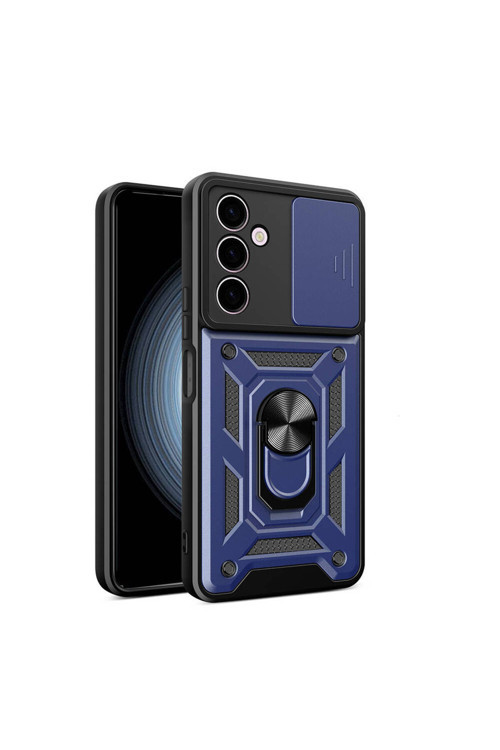 Galaxy A24 Kılıf Magnetik Standlı Kamera Korumalı Klfs Sürgülü Vega Kapak - Mavi