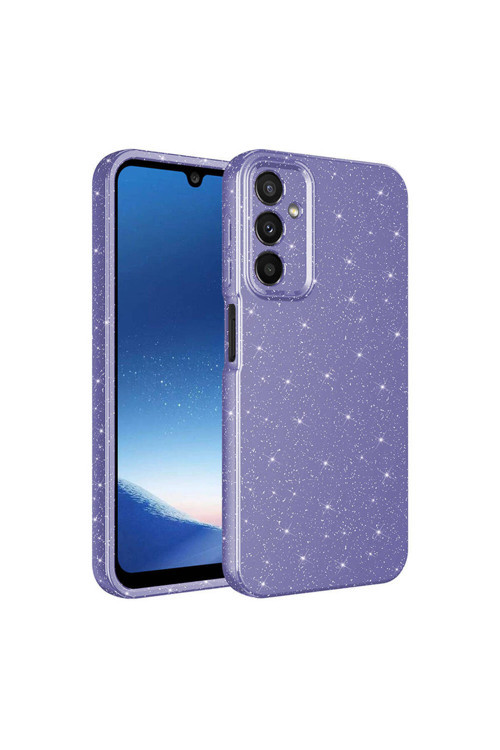 Galaxy A15 Kılıf Kamera Korumalı Simli Lüks Klfs Koton Kapak - Mor