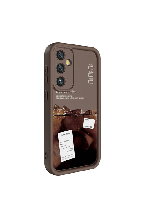 Galaxy S24 Kılıf Kamera Korumalı Baskılı Arka Yüzey Klfs Klas Kapak - Koyu Kahve
