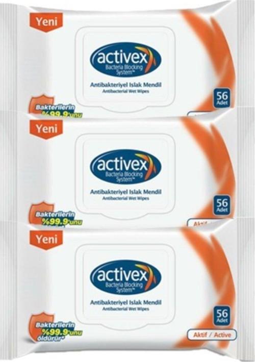 Antibakteriyel Islak Mendil Active 56 Yaprak 3'lü Paket