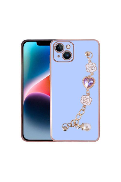 İphone 15 Plus Klfs El Tutamaçlı Kamera Korumalı Klfs Taka Silikon Kılıf-Mor