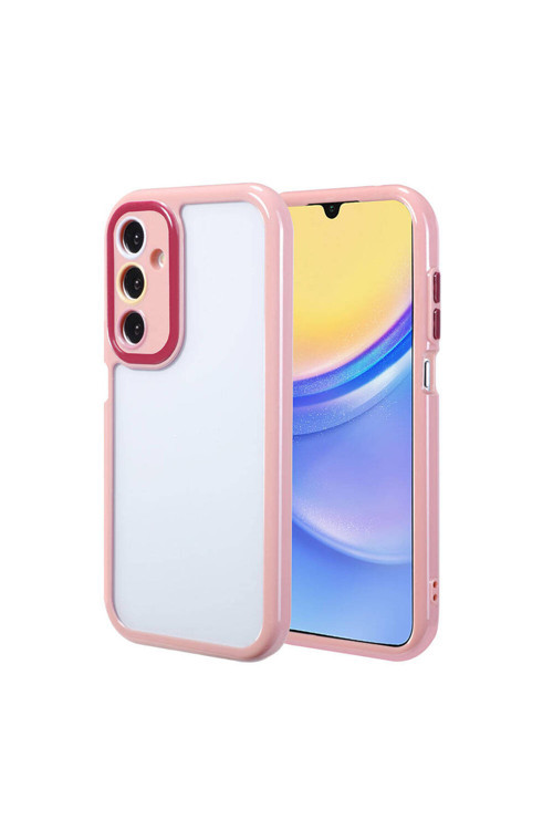Galaxy A15 Kılıf Kamera Korumalı Renkli Kenar Ve Çerçeve Tasarımlı Klfs Vitamin Kapak-Mürdüm