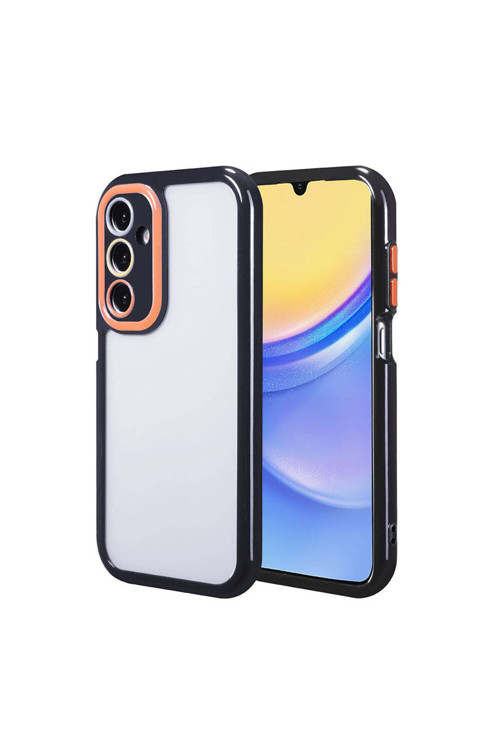 Galaxy A15 Kılıf Kamera Korumalı Renkli Kenar Ve Çerçeve Tasarımlı Klfs Vitamin Kapak-Siyah