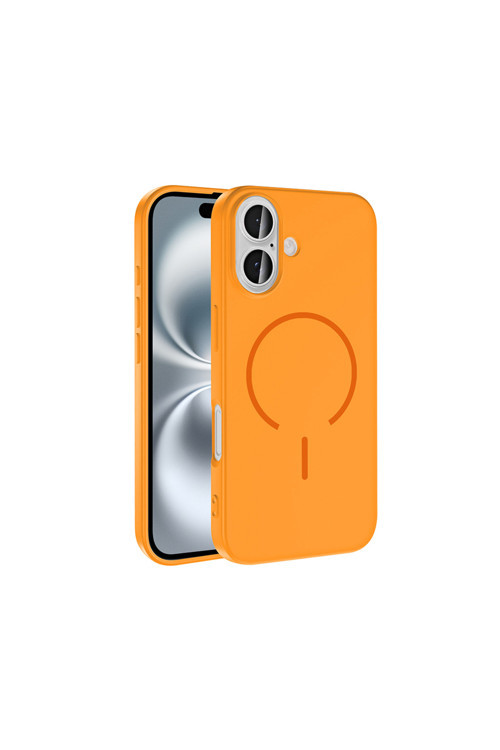İphone 16 Kılıf M-Safe Şarj Özellikli Klfs Meta Kapak - Turuncu