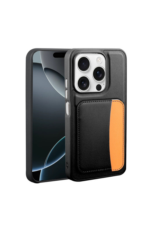 İphone 15 Kılıf Kartlıklı Klfs X-Kart Silikon Kapak - Siyah
