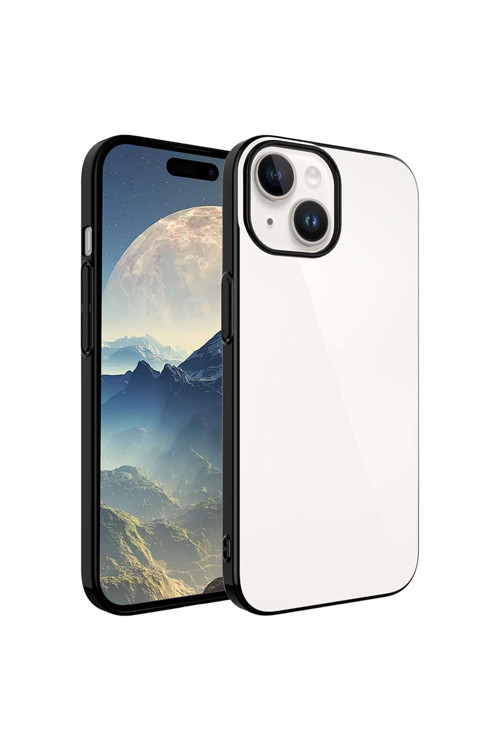 İphone 15 Plus Uyumlu Sert Pc Renkli Çerçeveli Klfs Riksos Kılıf-Siyah