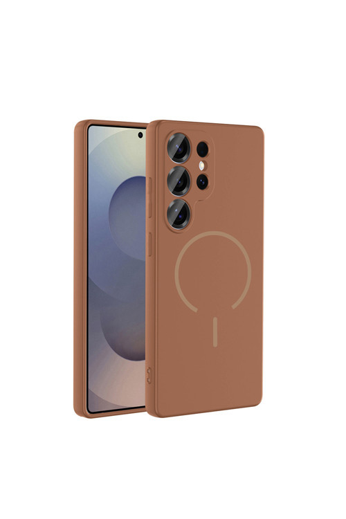 Galaxy S25 Ultra Kılıf M-Safe Şarj Özellikli Klfs Meta Kapak - Kahverengi