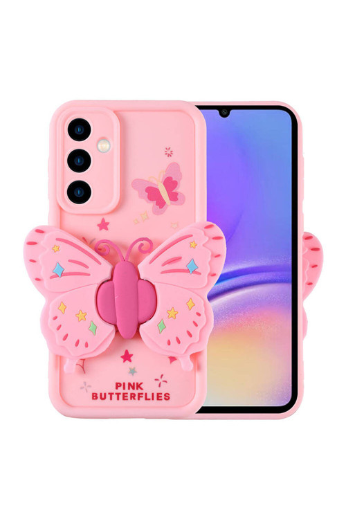 Galaxy A05S Kılıf Kamera Korumalı Figür Tasarımlı Klfs Kapya Kapak-Pembe Açık