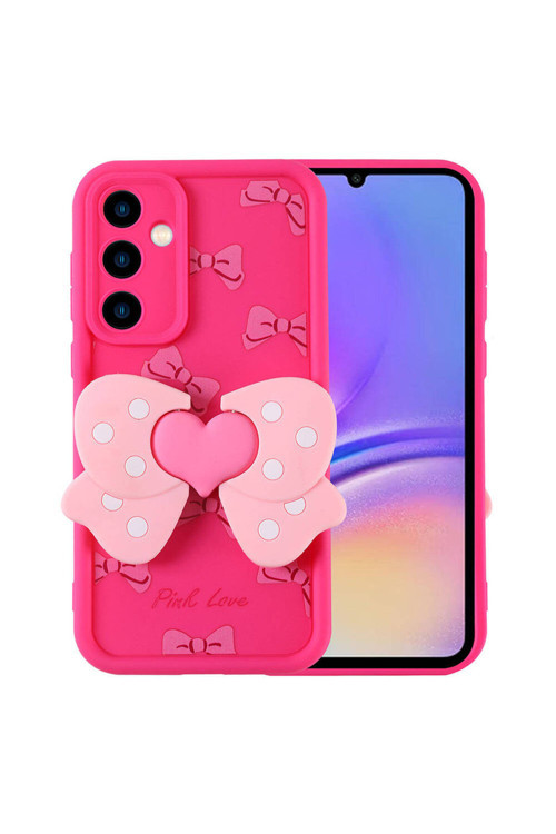 Galaxy A05S Kılıf Kamera Korumalı Figür Tasarımlı Klfs Kapya Kapak-Pembe Koyu