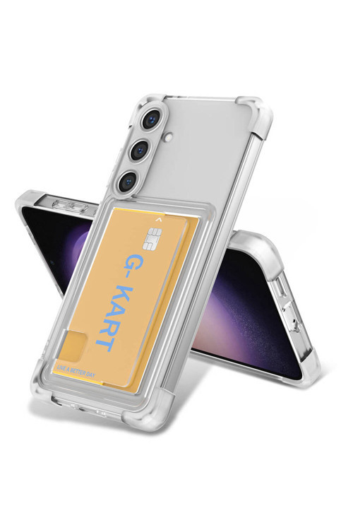 Galaxy S24 Uyumlu Aihttg Tasarımlı Şeffaf Kartlıklı Klfs G-Kart Kılıf-Renksiz
