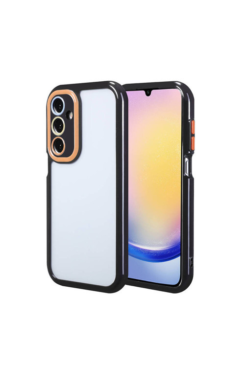 Galaxy A25 Kılıf Kamera Korumalı Renkli Kenar Ve Çerçeve Tasarımlı Klfs Vitamin Kapak-Siyah