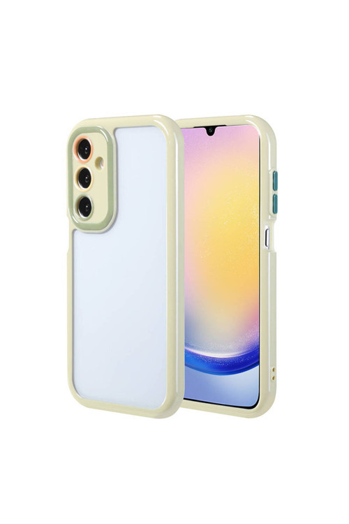 Galaxy A25 Kılıf Kamera Korumalı Renkli Kenar Ve Çerçeve Tasarımlı Klfs Vitamin Kapak-Yeşil