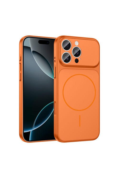 İphone 16 Pro Max Kılıf Klfs M-Safe Şarj Özellikli Kamera Korumalı Formen Kapak - Turuncu