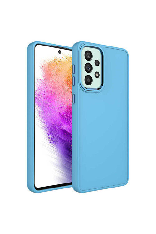Galaxy A33 5G Kılıf Metal Çerçeve Ve Buton Tasarımlı Silikon Klfs Luna Kapak - Sierra Mavi
