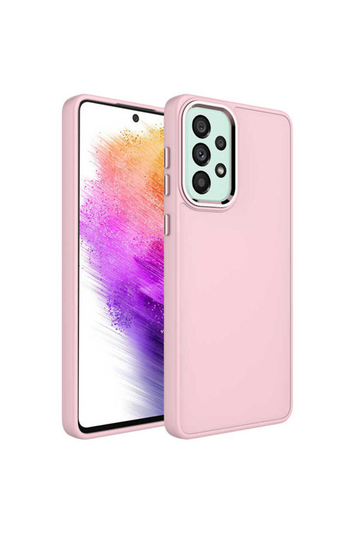 Galaxy A33 5G Kılıf Metal Çerçeve Ve Buton Tasarımlı Silikon Klfs Luna Kapak - Pembe