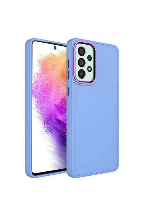 Galaxy A33 5G Kılıf Metal Çerçeve Ve Buton Tasarımlı Silikon Klfs Luna Kapak - Lila