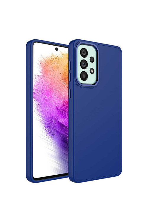 Galaxy A33 5G Kılıf Metal Çerçeve Ve Buton Tasarımlı Silikon Klfs Luna Kapak - Lacivert