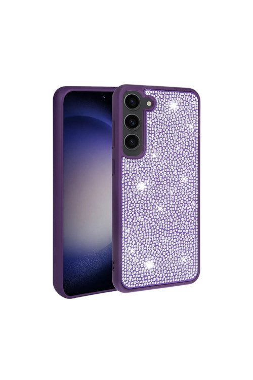 Galaxy S23 Plus Uyumlu Parlak Taşlı Tasarım Klfs Ston Kılıf-Derin Mor