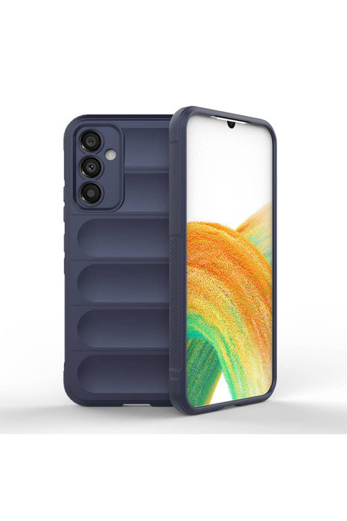 Galaxy A34 Kılıf Esnek Tpu Oyuklu Arka Yüzey Tasarımlı Klfs Etnik Silikon Kapak - Lacivert
