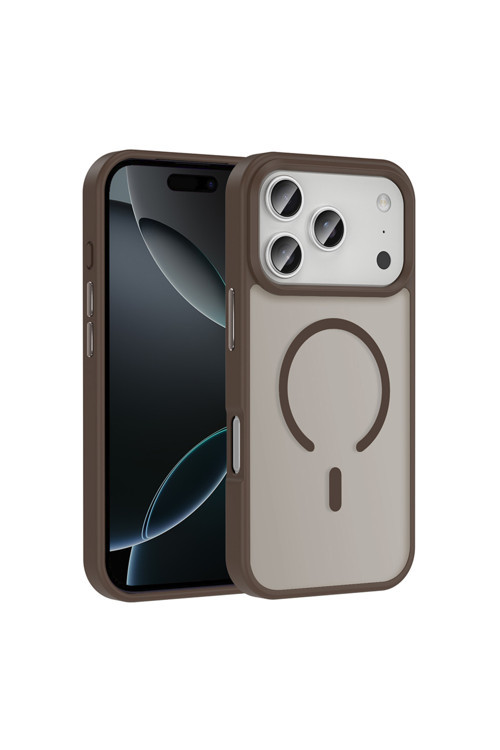 İphone 17 Pro Max Kılıf M-Safe Şarj Özellikli Mat Arka Yüzey Klfs Sio Kapak - Desert Titanyum