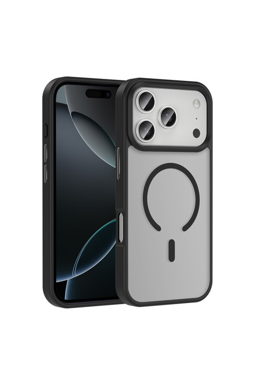 İphone 17 Pro Max Kılıf M-Safe Şarj Özellikli Mat Arka Yüzey Klfs Sio Kapak - Siyah