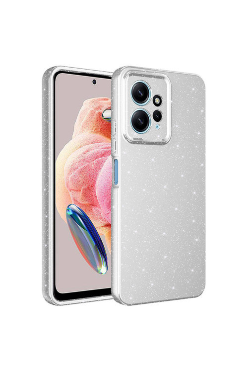Redmi Note 12 4G Kılıf Kamera Korumalı Simli Lüks Klfs Koton Kapak - Gümüş