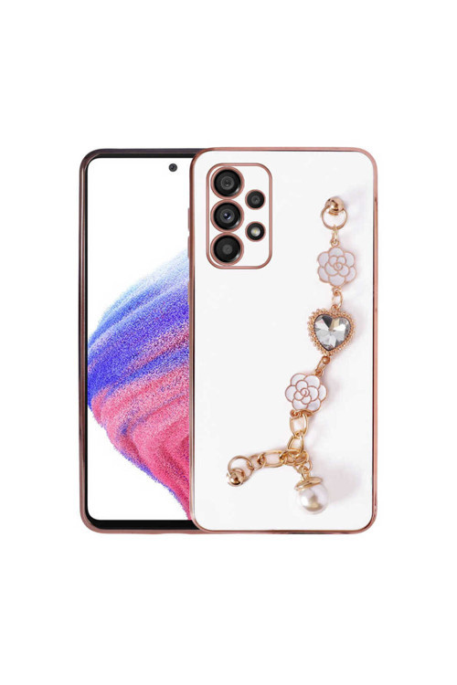 Galaxy A53 5G Kılıf El Tutamaçlı Kamera Korumalı Klfs Taka Silikon Kapak - Beyaz