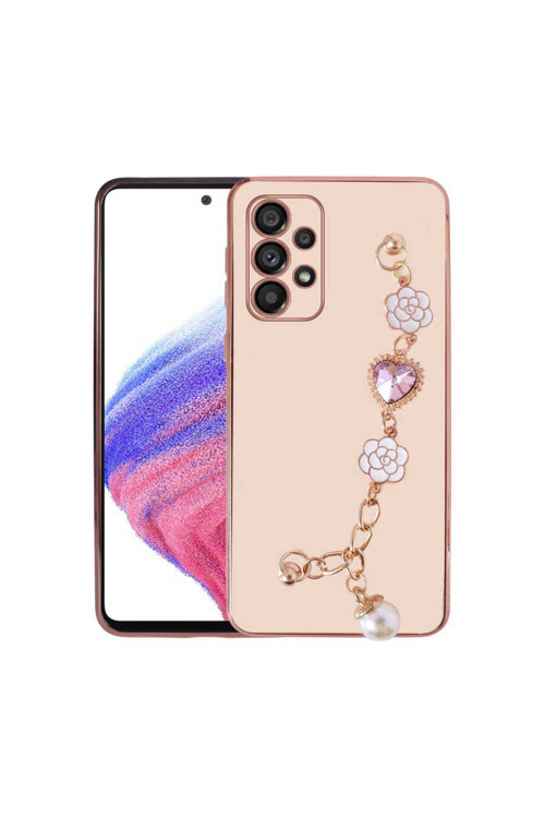 Galaxy A53 5G Kılıf El Tutamaçlı Kamera Korumalı Klfs Taka Silikon Kapak - Pembe