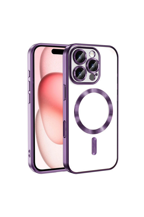 İphone 16 Pro Kılıf Kamera Korumalı Magsafe Wireless Şarj Özellikli Klfs Demre Kapak - Derin Mor