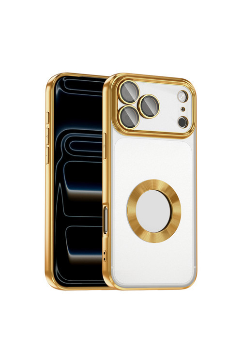 İphone 17 Pro Max Kılıf Kamera Korumalı Logo Gösteren Klfs Omega Kapak - Gold
