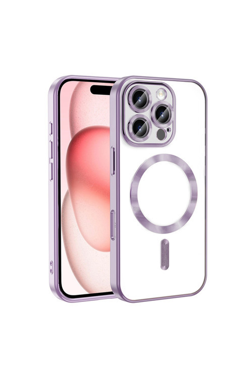 İphone 16 Pro Kılıf Kamera Korumalı Magsafe Wireless Şarj Özellikli Klfs Demre Kapak - Lila