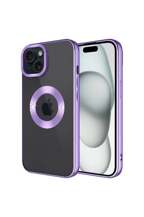 İphone 15 Uyumlu Kamera Korumalı Logo Gösteren Klfs Omega Kılıf-Lila
