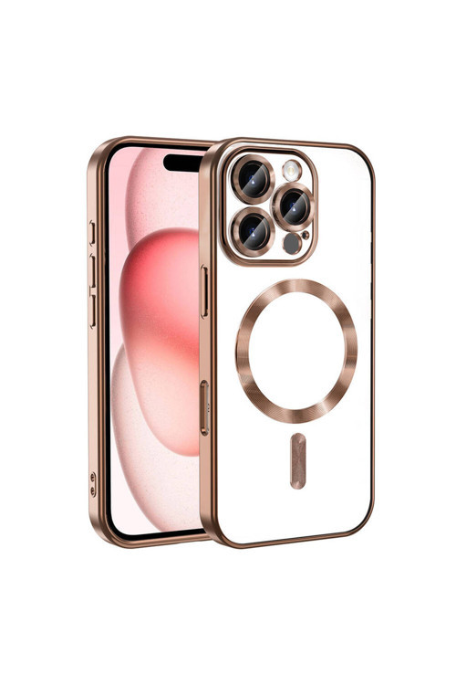 İphone 16 Pro Kılıf Kamera Korumalı Magsafe Wireless Şarj Özellikli Klfs Demre Kapak - Desert Titany