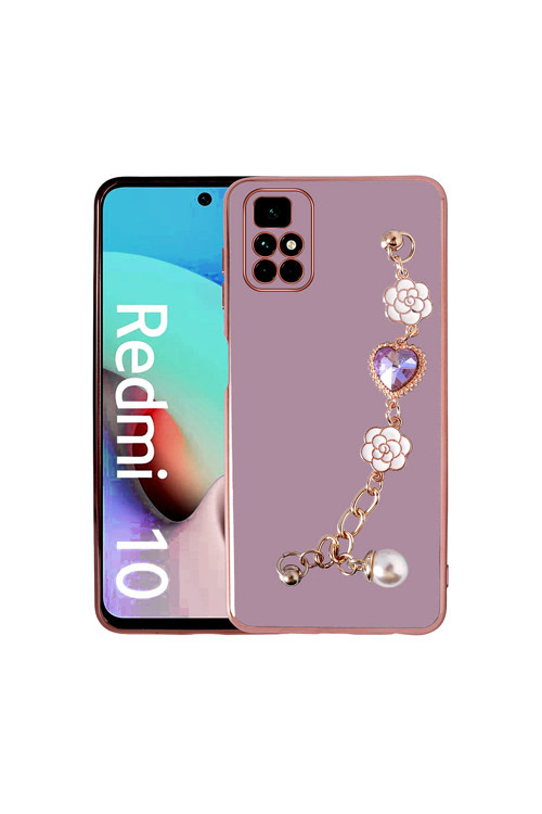 Redmi 10 Kılıf El Tutamaçlı Kamera Korumalı Klfs Taka Silikon Kapak - Mor