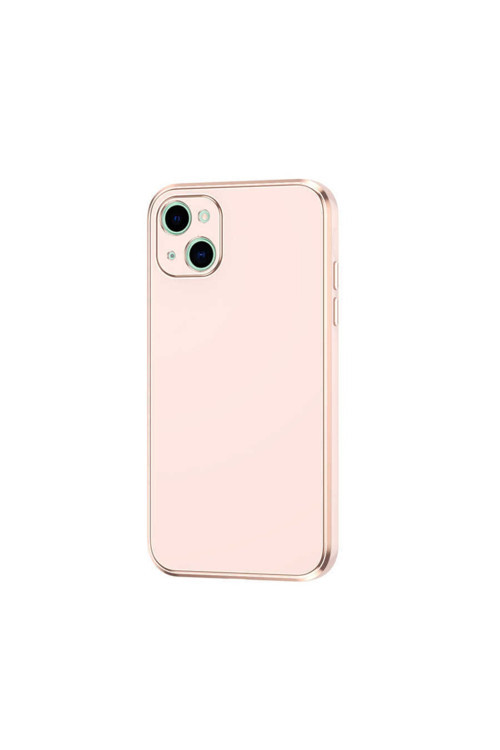 Apple Iphone 13 Kılıf Kamera Korumalı Gold Kenarlı Silikon Kapak
