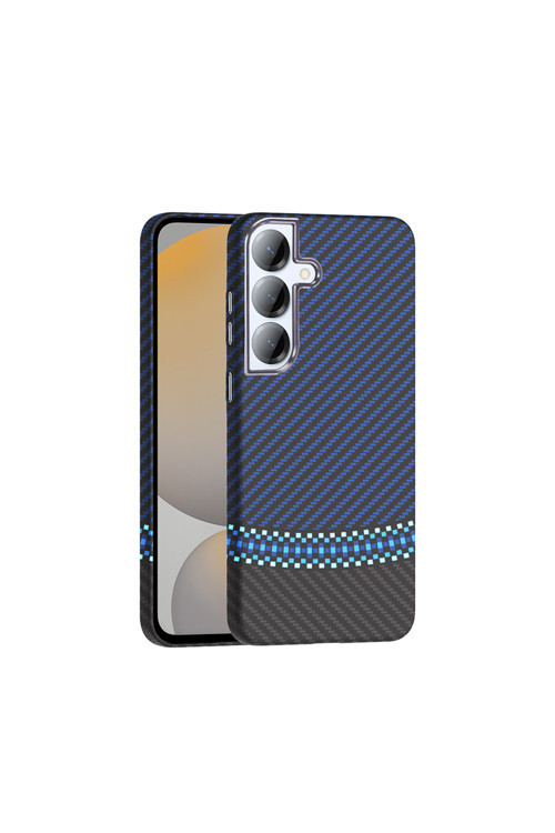 Galaxy S25 Kılıf M-Safe Şarj Özellikli Karbon Fiber Görünümlü Klfs Gros Kapak - Siyah-Lacivert
