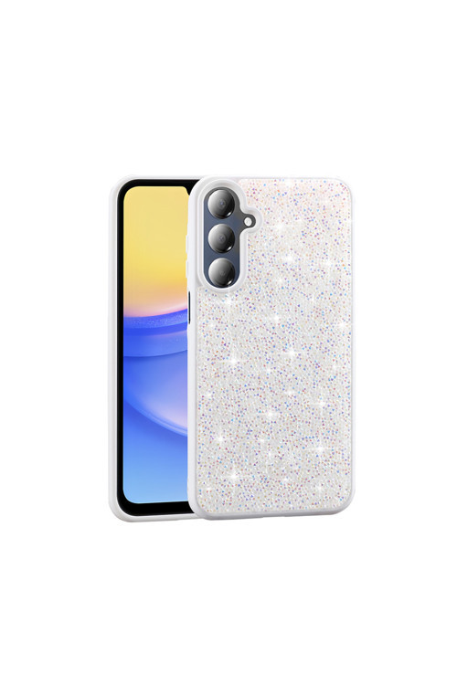 Galaxy A26 Kılıf Parlak Taşlı Tasarım Klfs Pırlanta Kapak - Beyaz