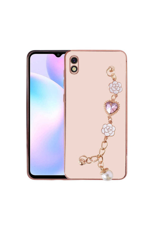 Redmi 9A Kılıf El Tutamaçlı Kamera Korumalı Klfs Taka Silikon Kapak - Pembe