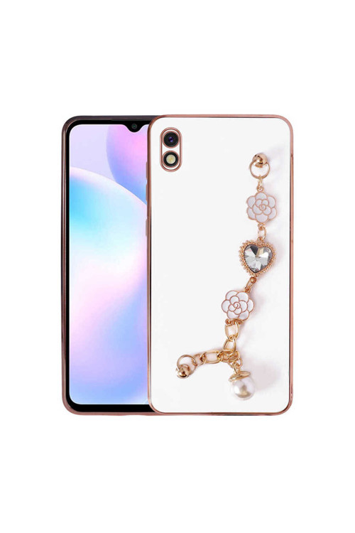 Redmi 9A Kılıf El Tutamaçlı Kamera Korumalı Klfs Taka Silikon Kapak - Beyaz