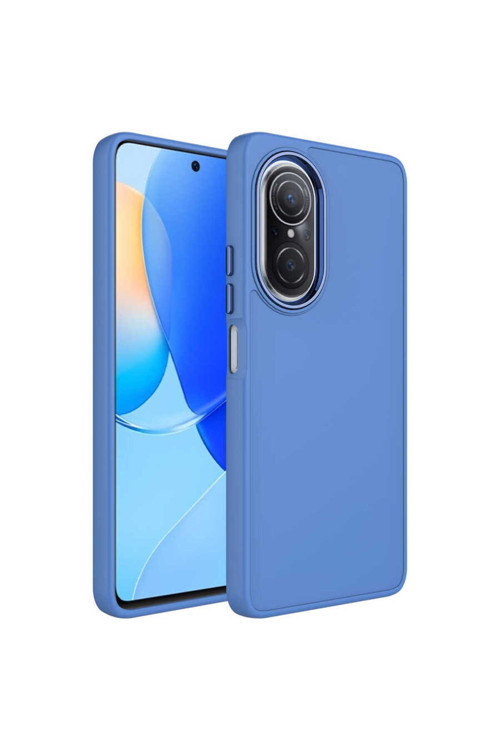 Huawei Nova 9 Se Kılıf Metal Çerçeve Ve Buton Tasarımlı Silikon Klfs Luna Kapak - Lavendery Gray