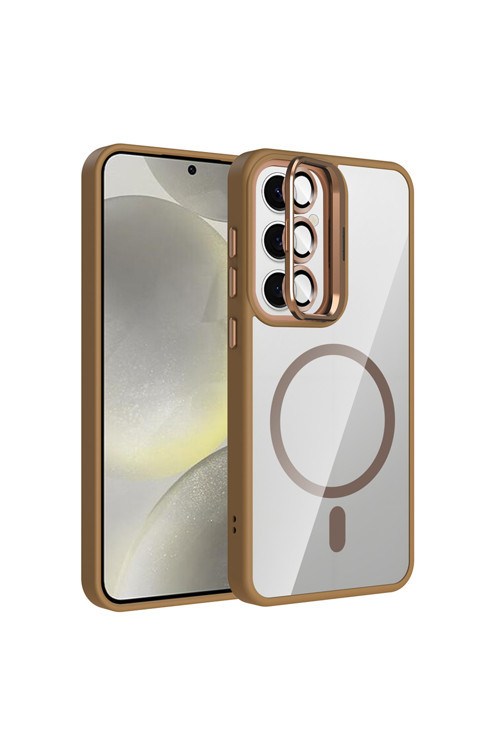 Galaxy S25 Kılıf Standlı Ve Kamera Lens Hediyeli M-Safe Şarj Özellikli Klfs Etro Kapak - Desert Tita