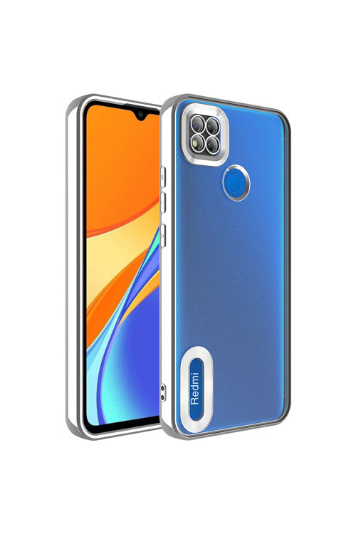 Redmi 10A Kılıf Kamera Korumalı Logo Gösteren Klfs Omega Kapak - Gümüş