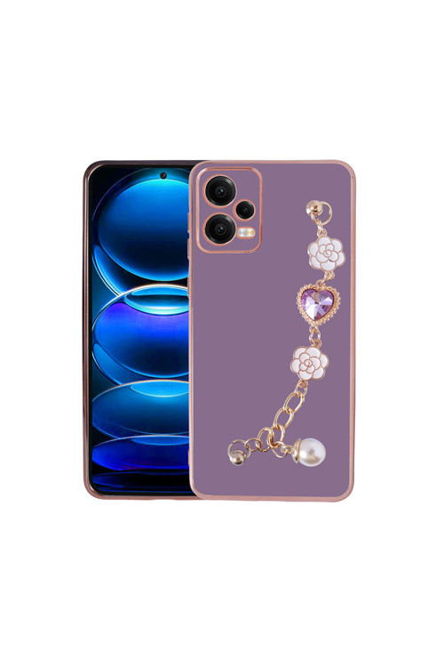 Redmi Note 12 5G Kılıf El Tutamaçlı Kamera Korumalı Klfs Taka Silikon Kapak - Mor