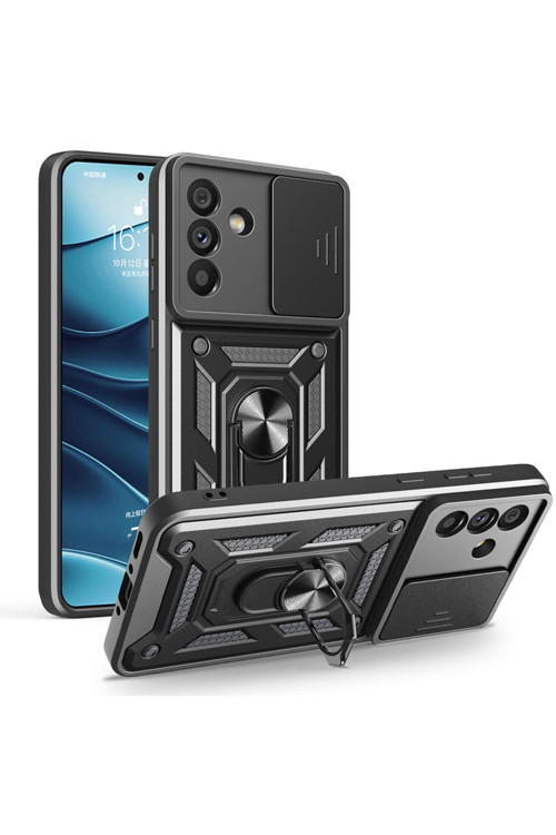 Samsung Galaxy A56 Kılıf Magnetik Standlı Kamera Korumalı Zore Sürgülü Vega Kapak