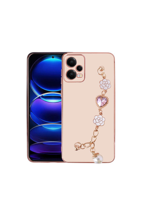 Redmi Note 12 5G Kılıf El Tutamaçlı Kamera Korumalı Klfs Taka Silikon Kapak - Pembe