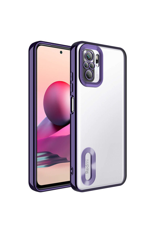 Redmi Note 10S Kılıf Kamera Korumalı Logo Gösteren Klfs Omega Kapak - Derin Mor