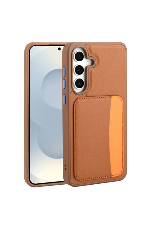 Galaxy A36 Kılıf Kartlıklı Klfs X-Kart Silikon Kapak - Kahverengi